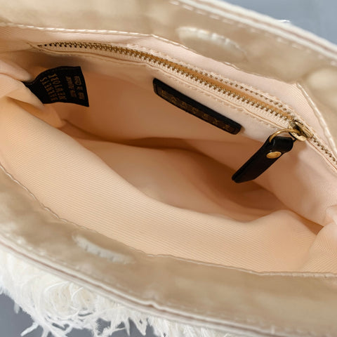BARNEY'S NEW YORK White Polyester Feathers Handbag