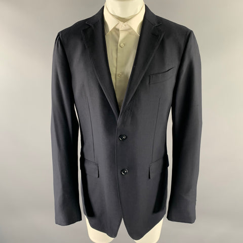 ERMENEGILDO ZEGNA Size 42 Navy Wool Notch Lapel Sport Coat