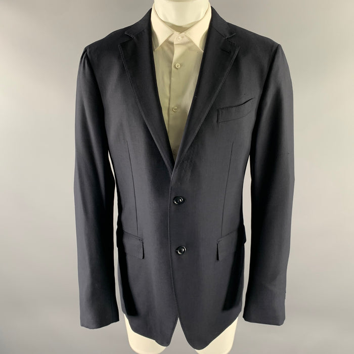 ERMENEGILDO ZEGNA Size 42 Navy Wool Notch Lapel Sport Coat