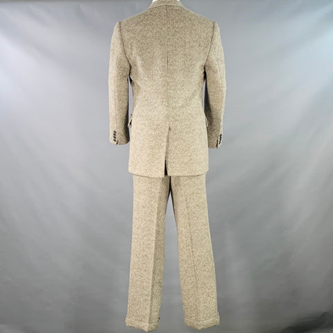 RALPH LAUREN Size 38 Regular Black Beige Tweed Wool Notch Lapel Suit