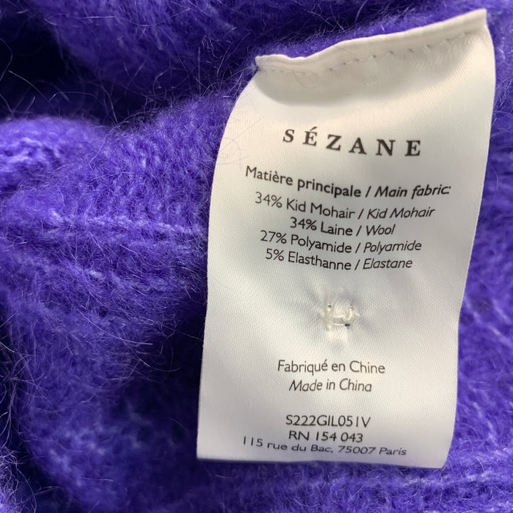 LA MAILLE SEZANE Size XS Purple Mohair Blend Textured Cardigan