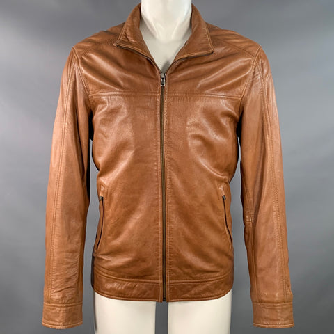 LA MARQUE COLLECTION Size M Camel Leather Zip Up Jacket