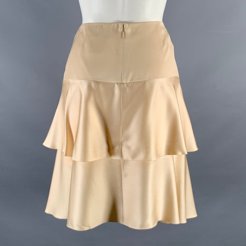 CHANEL Size 4 Beige Silk Layered Below Knee Skirt