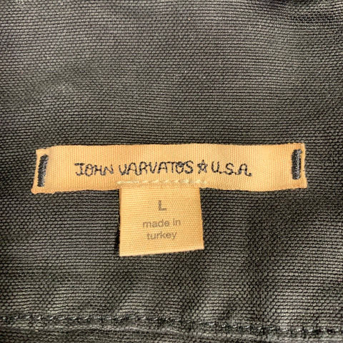 JOHN VARVATOS * U.S.A. Size L Black Cotton Linen Trucker Jacket