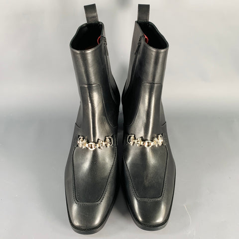 CHRISTIAN LOUBOUTIN Size 10 Mayerswing Black Leather Side Zipper Red Sole Boots