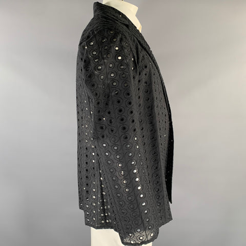 TOKYO JAMES Size L Black Holey Notch Lapel Sport Coat