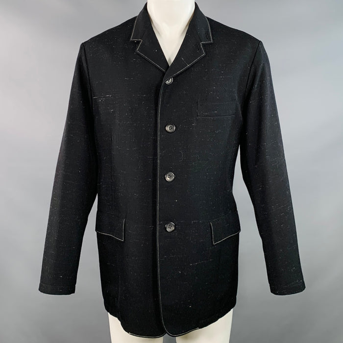 YOHJI YAMAMOTO Size S Black Grey Wool Blend Contrast Stitch Jacket