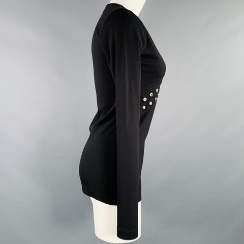 ALTUZARRA Taille XS Mélange de viscose noir Boutons-pression cloutés Pull col rond