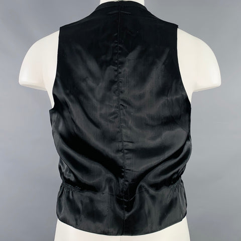 VINTAGE Size 38 Black Ribbed Single Breasted Vest