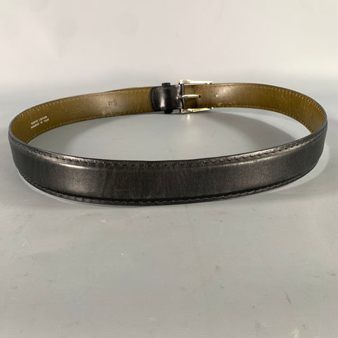 TARDINI Size 38 Black Crackled Leather Belt