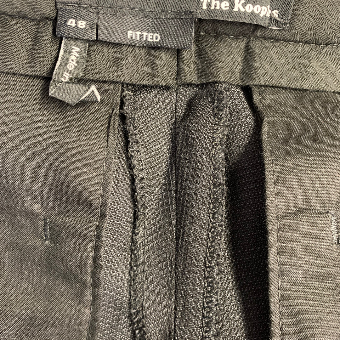 THE KOOPLES Size 38 Black Wool Woven Peak Lapel Tuxedo