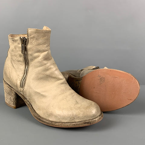 OFFICINE CREATIVE Botas color crema con doble cremallera talla 7