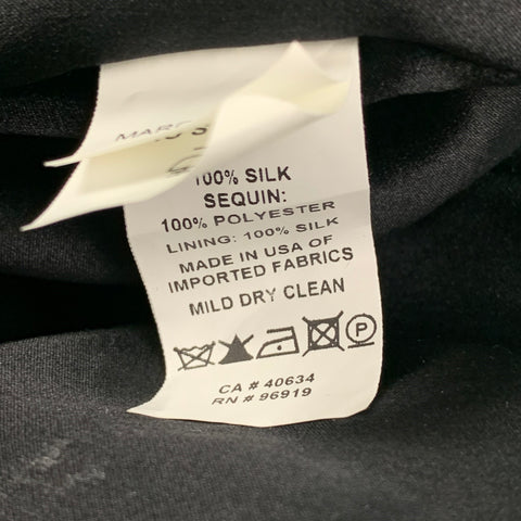 MARC JACOBS Taille 12 Robe droite perlée en soie grise et noire