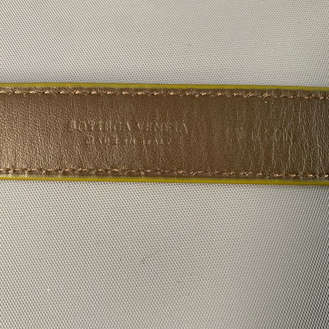 BOTTEGA VENETA Size 38 Green Brown Solid Leather Belt