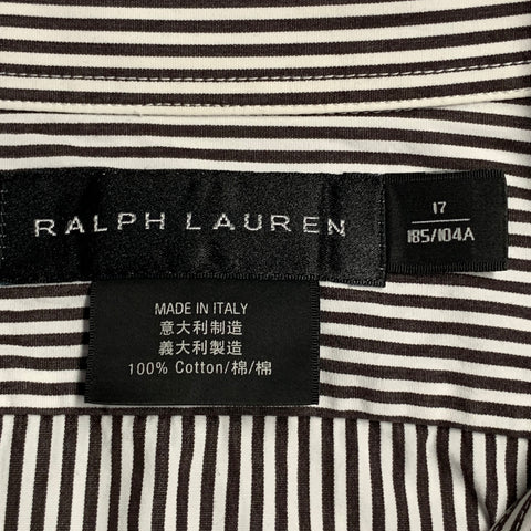 RALPH LAUREN Size XL Brown White Stripe Cotton Spread Collar Long Sleeve Shirt