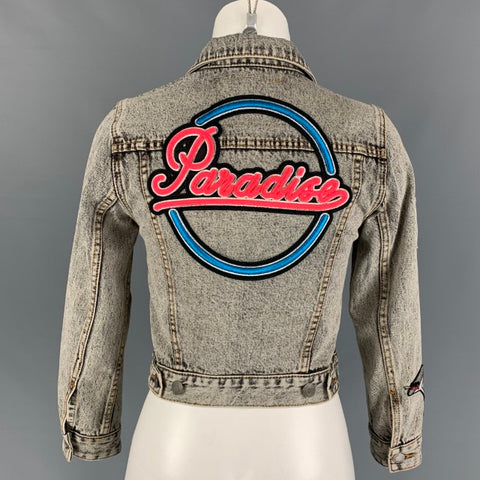 MARC JACOBS Size XS Black Denim Acid-Wash Pins Paradise Jacket