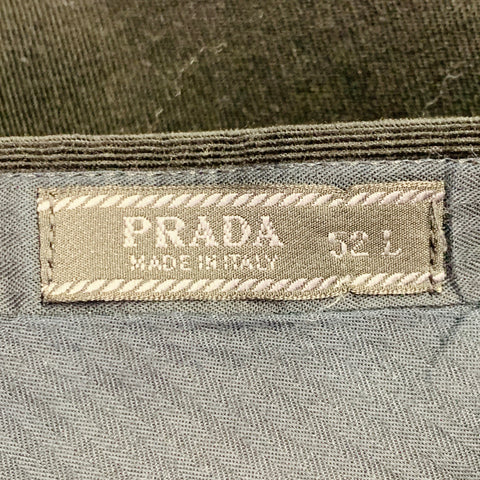 PRADA Size 42 Long Corduroy Cotton Blend Single Breasted Notch Lapel Suit