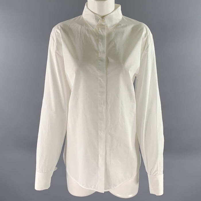 LORO PIANA Size 12 White Cotton Dress Shirt