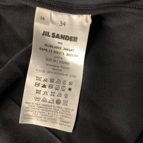 JIL SANDER Size S Black Viscose Cupro Button Up Shirt