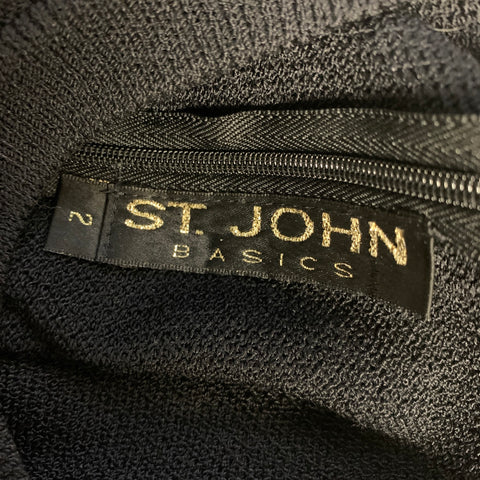 ST JOHN Size 2 Black Knit Shift Dress