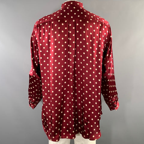 COMME des GARCONS HOMME PLUS Size L Burgundy Cream Polka Dot Long Sleeve Shirt