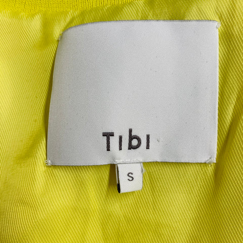 TIBI Size S Yellow Acrylic Faux Fur Oversized Zip Up Bomber Jacket