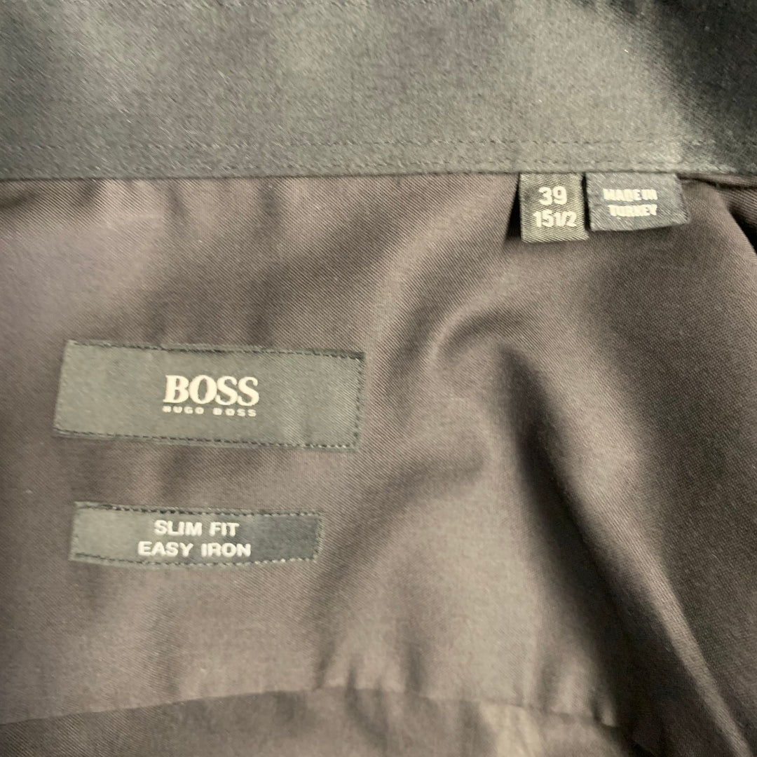 HUGO BOSS Size S Black Cotton Blend French Cuff Long Sleeve Shirt