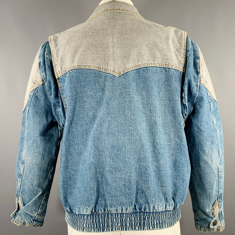GUESS Size M Blue Grey Color Block Cotton Blouson Jacket