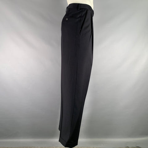 SANTORELLI Size 38 Navy Pleated Dress Pants
