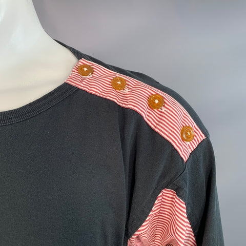 VIVIENNE WESTWOOD ARCHIVE Vintage Size M Black Red White Patches Cotton Asymmetrical Long Sleeve T-shirt