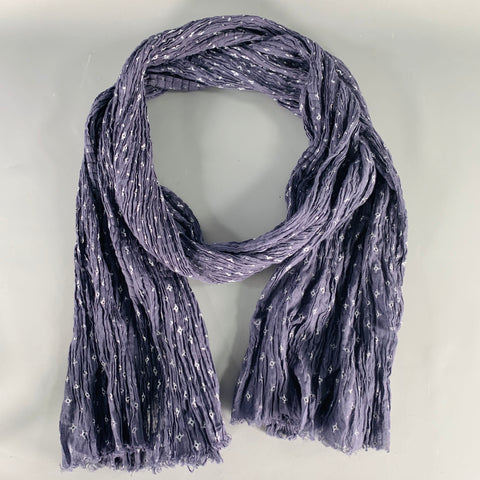 Foulard abstrait froissé vintage bleu marine et blanc