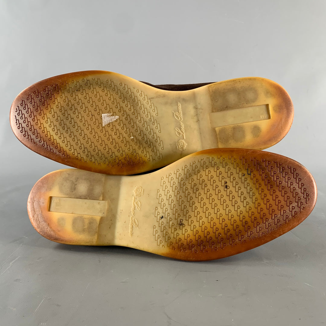 LORO PIANA Size 10 Brown Solid Suede Slip On Loafers