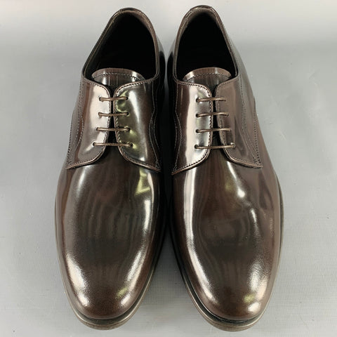 ARMANI COLLEZIONI Size 8 Brown Leather Derby Lace-Up Shoes