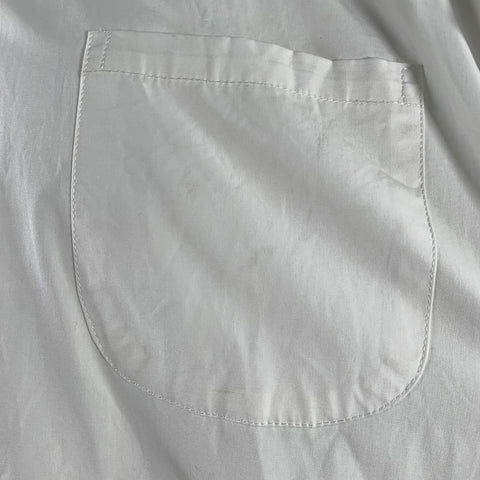 EVISTUB Size L White Cotton Oversized Long Sleeve Shirt