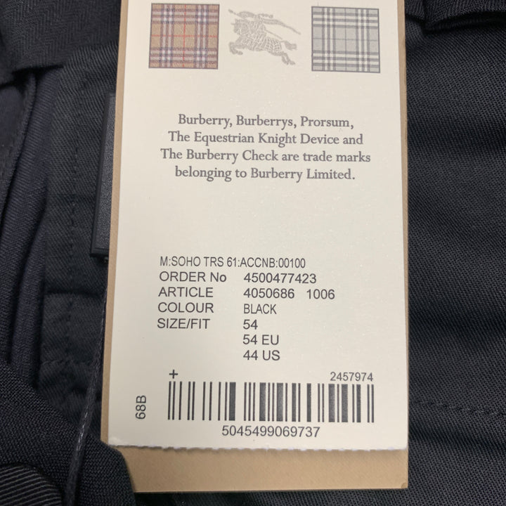 BURBERRY Talla 36 Pantalón de vestir de esmoquin de mohair de lana negro