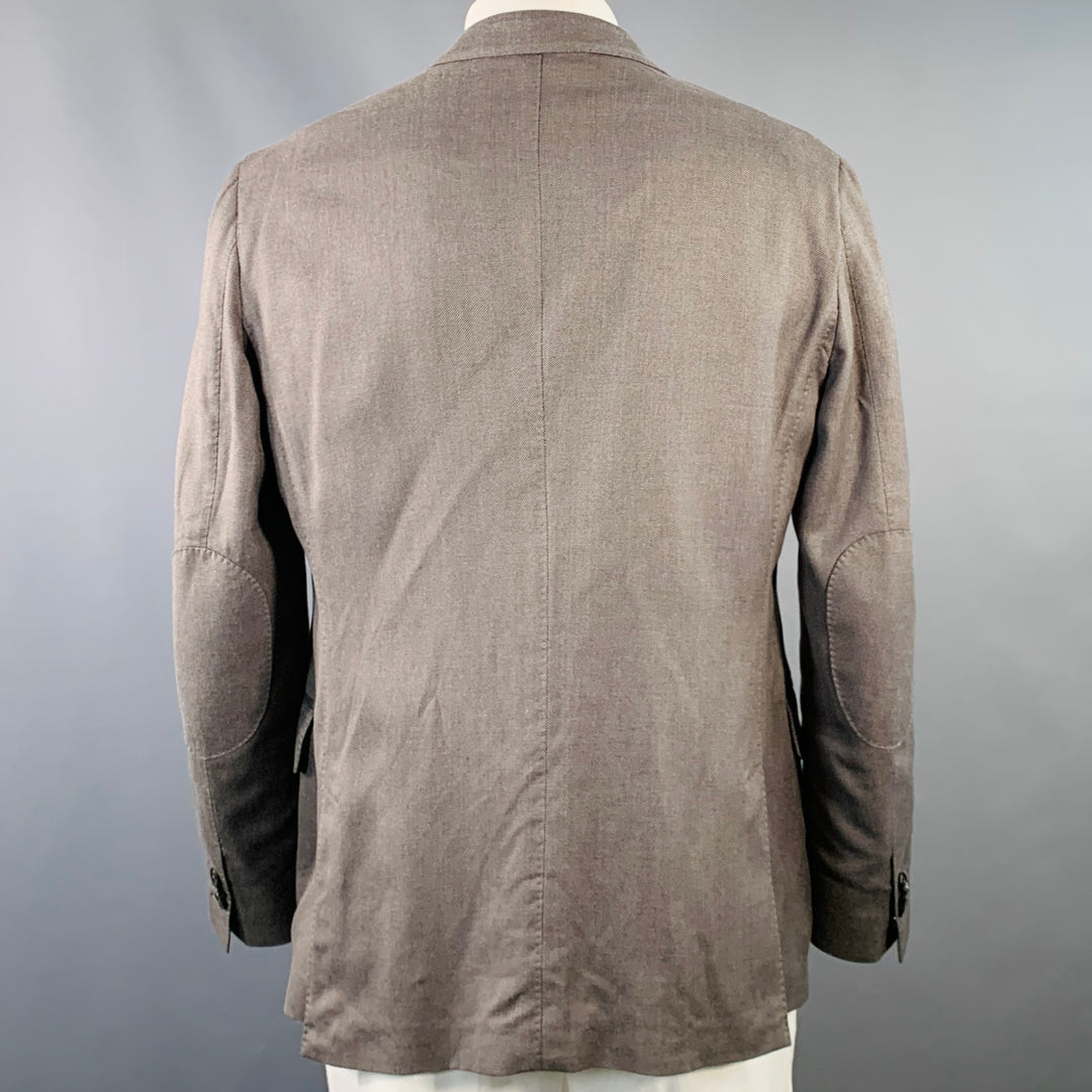 ERMENEGILDO ZEGNA Size 46 Regular Taupe Nailhead Silk Cotton Sport Coat