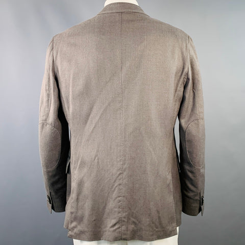 ERMENEGILDO ZEGNA Size 46 Regular Taupe Nailhead Silk Cotton Sport Coat