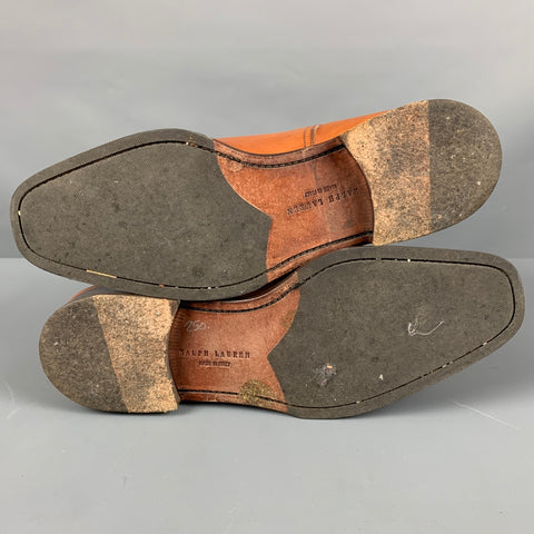 RALPH LAUREN Taille 9 Bottines à bride en cuir camel