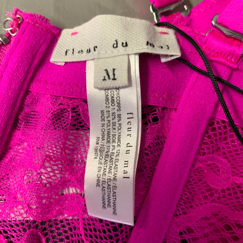FLEUR DU MAL Size M Pink Fuchsia Polyamide Blend Lace Bustier Top