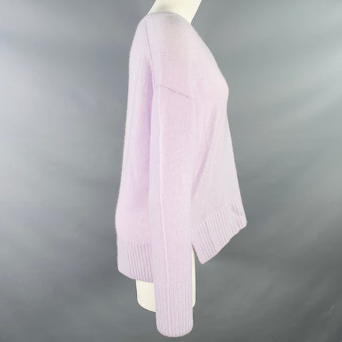 WHITE+WARREN Size M Purple Lilac Cashmere Knit Oversized Deep V-Neck Pullover