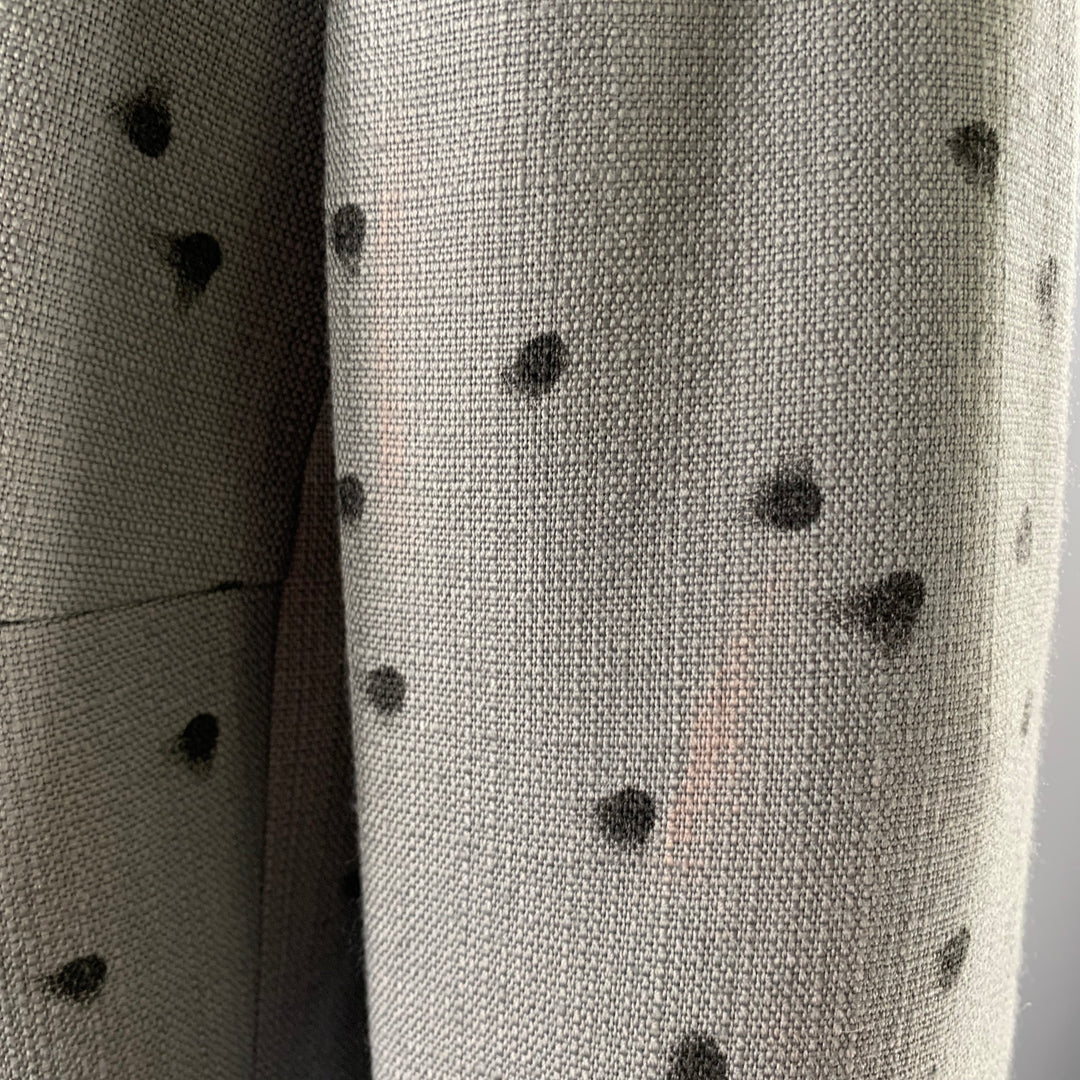 AKRIS Size 12 Grey Black Viscose Wool Spotted Cropped Blazer