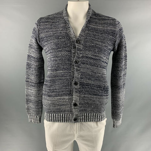 STEPHAN SCHNEIDER Size XL Navy White Knit Cotton / Nylon Cardigan