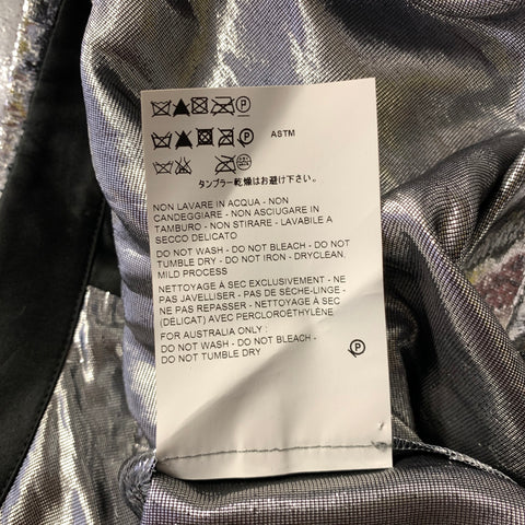 HELMUT LANG Size L Silver Polyester Silk Velvet Button Up Shirt
