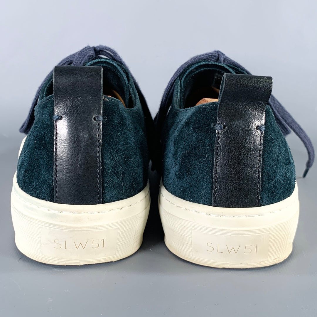 OFFICINA SLOWEAR Size 9 Navy Cream Suede Sneakers