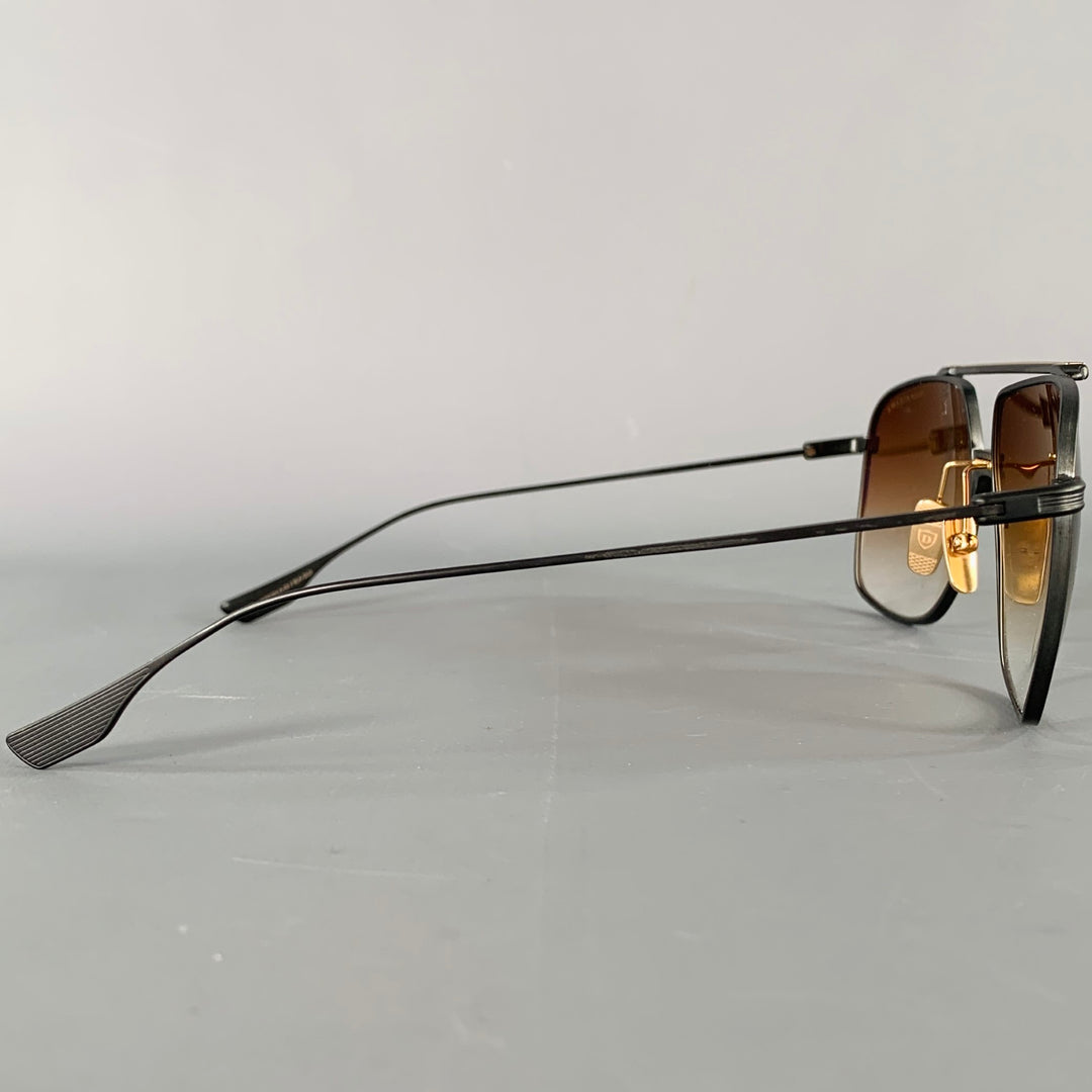 DITA ALKAMX Black Gold Metal Aviator Sunglasses