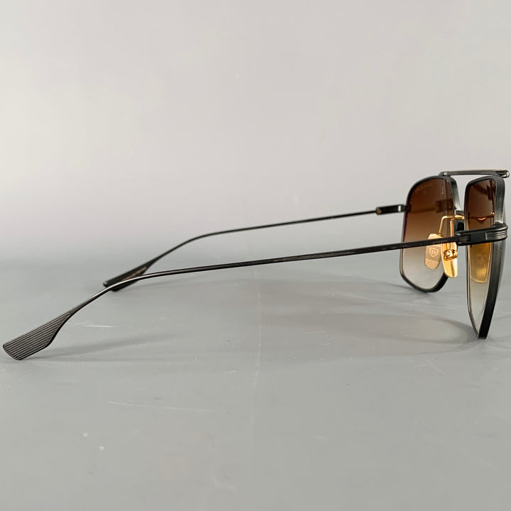 DITA ALKAMX Black Gold Metal Aviator Sunglasses
