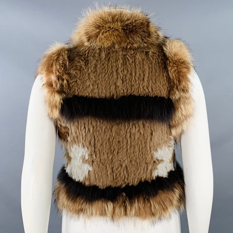 ELIZABETH and JAMES Size M/L Brown Mixed Furs Hook Eye Vest