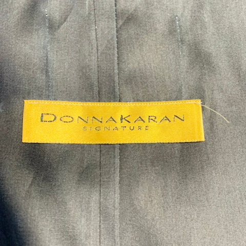 DONNA KARAN Size M Navy Open Front Belted Jacket Blazer