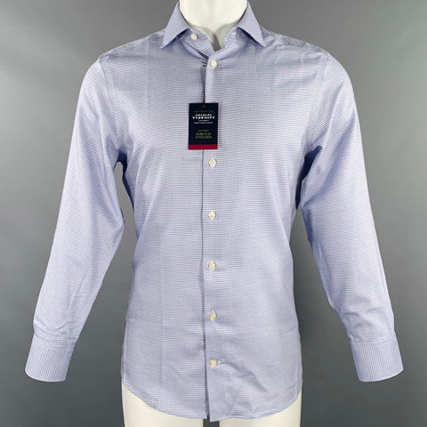 CHARLES TYRWHITT Size S Blue Grey Lines Cotton Cutaway Collar Long Sleeve Shirt