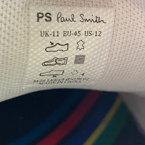 PS by PAUL SMITH Size 12 Grey Stone Perforated Leather Cap Toe Sneakers